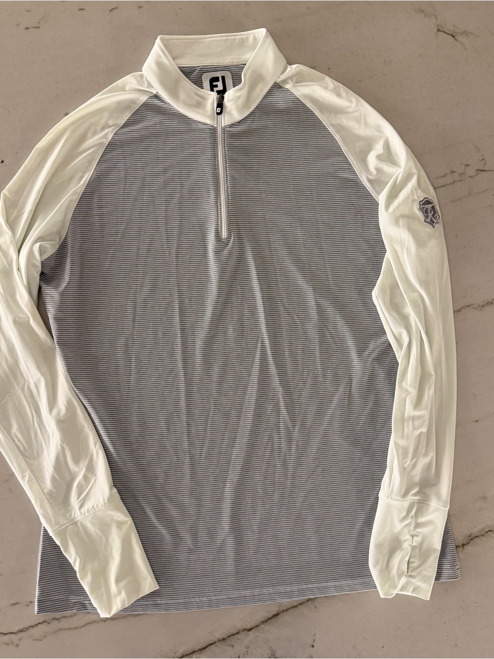 FootJoy Womens Golf Pullover Quarter Zip Gray White Size M 1/4 Zip